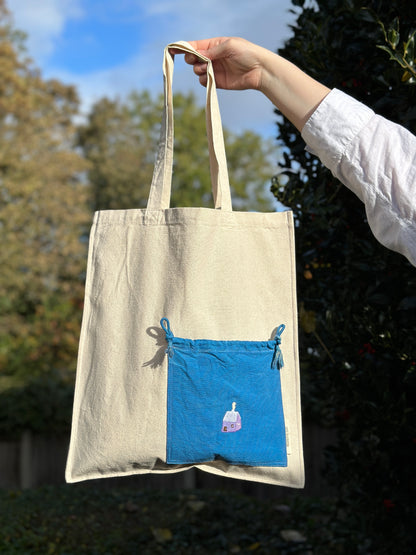 Essential Cotton Tote Bag with a Pocket Purple House