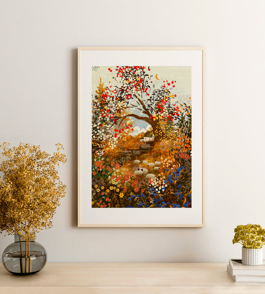 Giclee Fine Art Print "Apple Tree and Sheep"