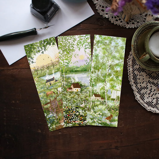 Set of 3 bookmarks "Birch Trees and Sunshine"