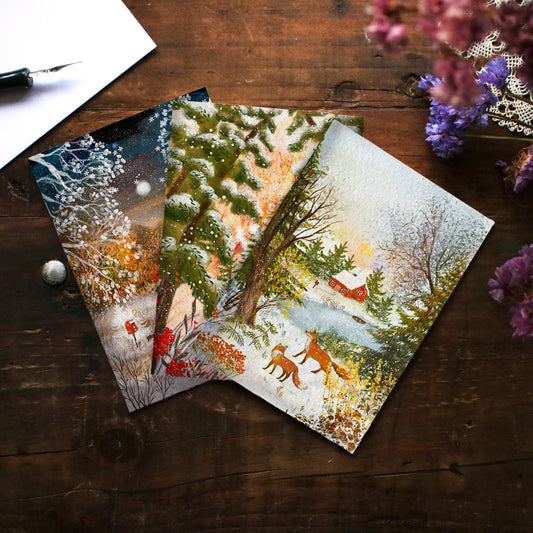 Greeting Card set of 3 "Little red houses"