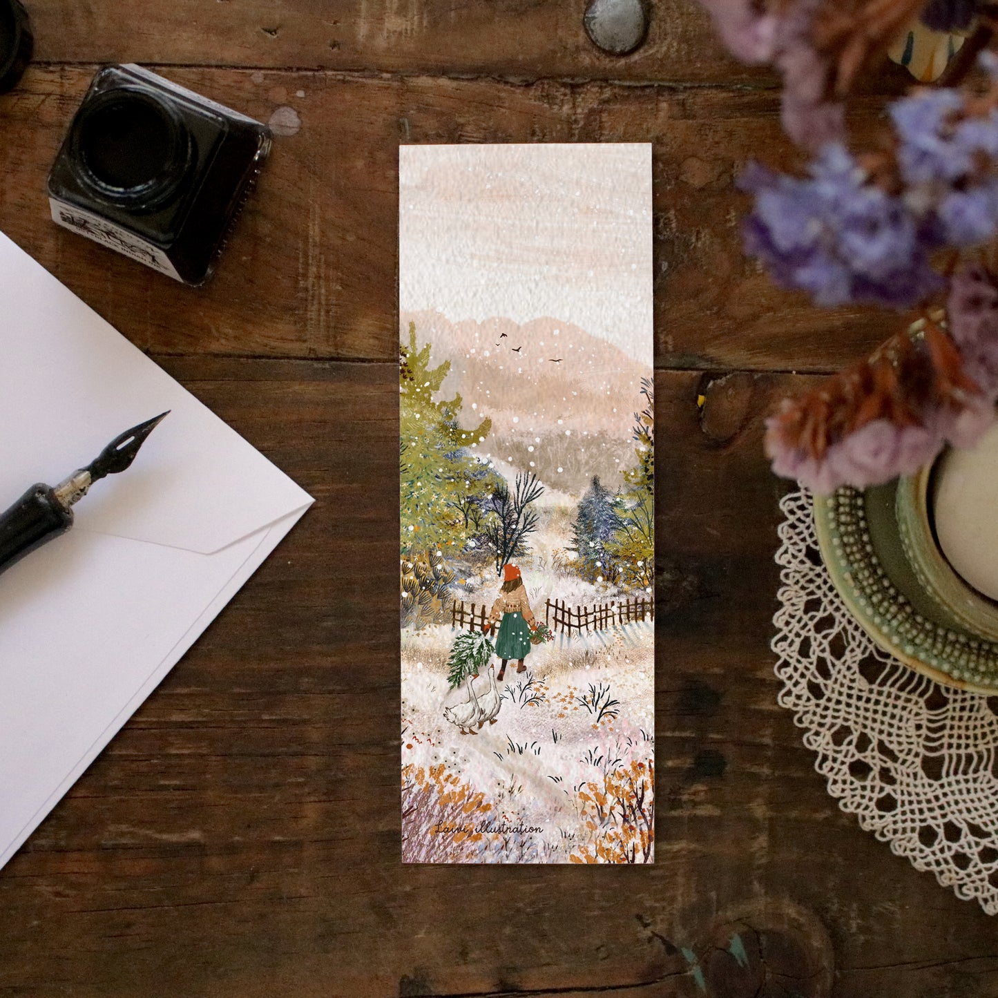 Set of 4 bookmarks "Lovely Geese"