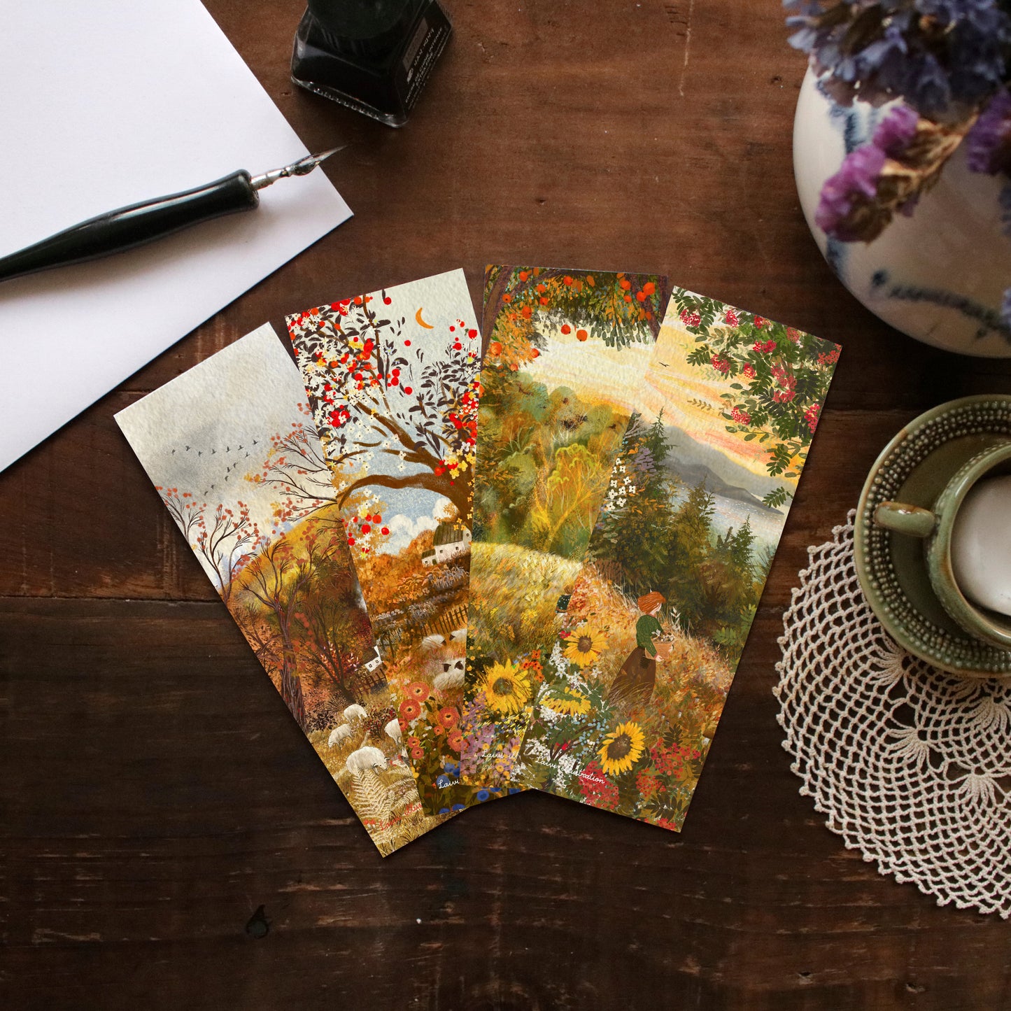 Set of 4 bookmarks "Autumn Days"