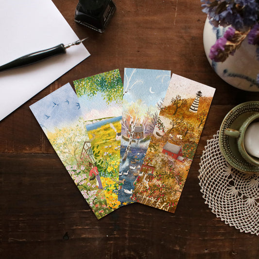 Set of 4 bookmarks "From Spring to Winter"