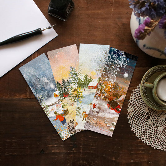 Set of 4 bookmarks "Snowy Winter"