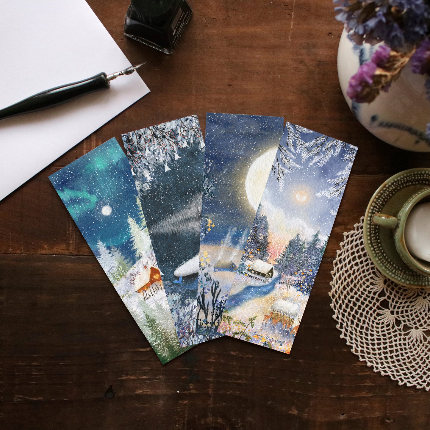 Set of 4 bookmarks "Winter Nights"