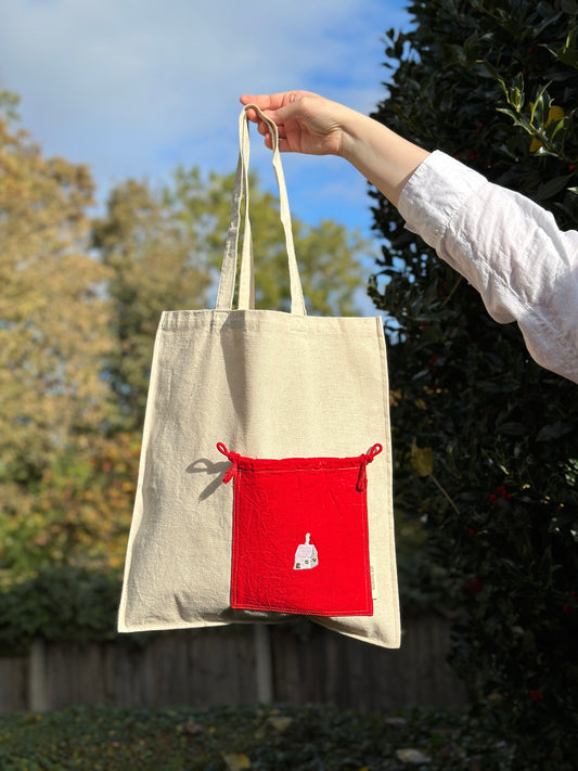 Essential Cotton Tote Bag with a Pocket White House
