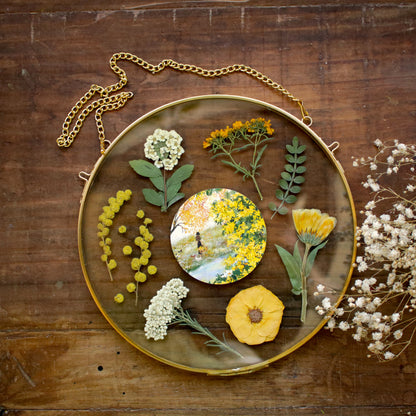 Pressed flower frame with Blooming Riverside art print