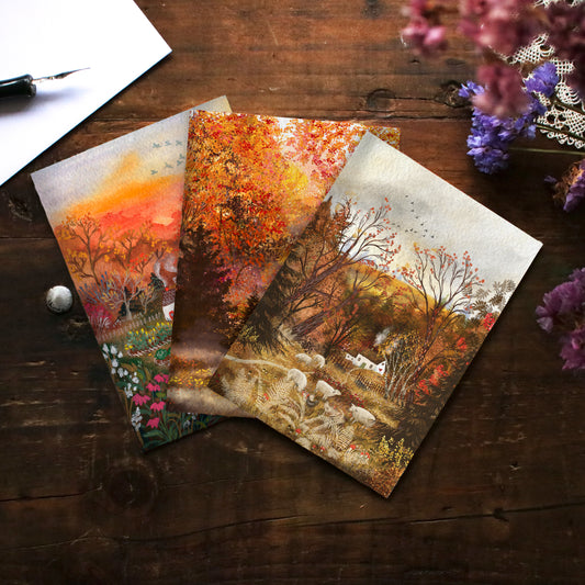 Greeting Cards set of 3 "Autumn Leaves"