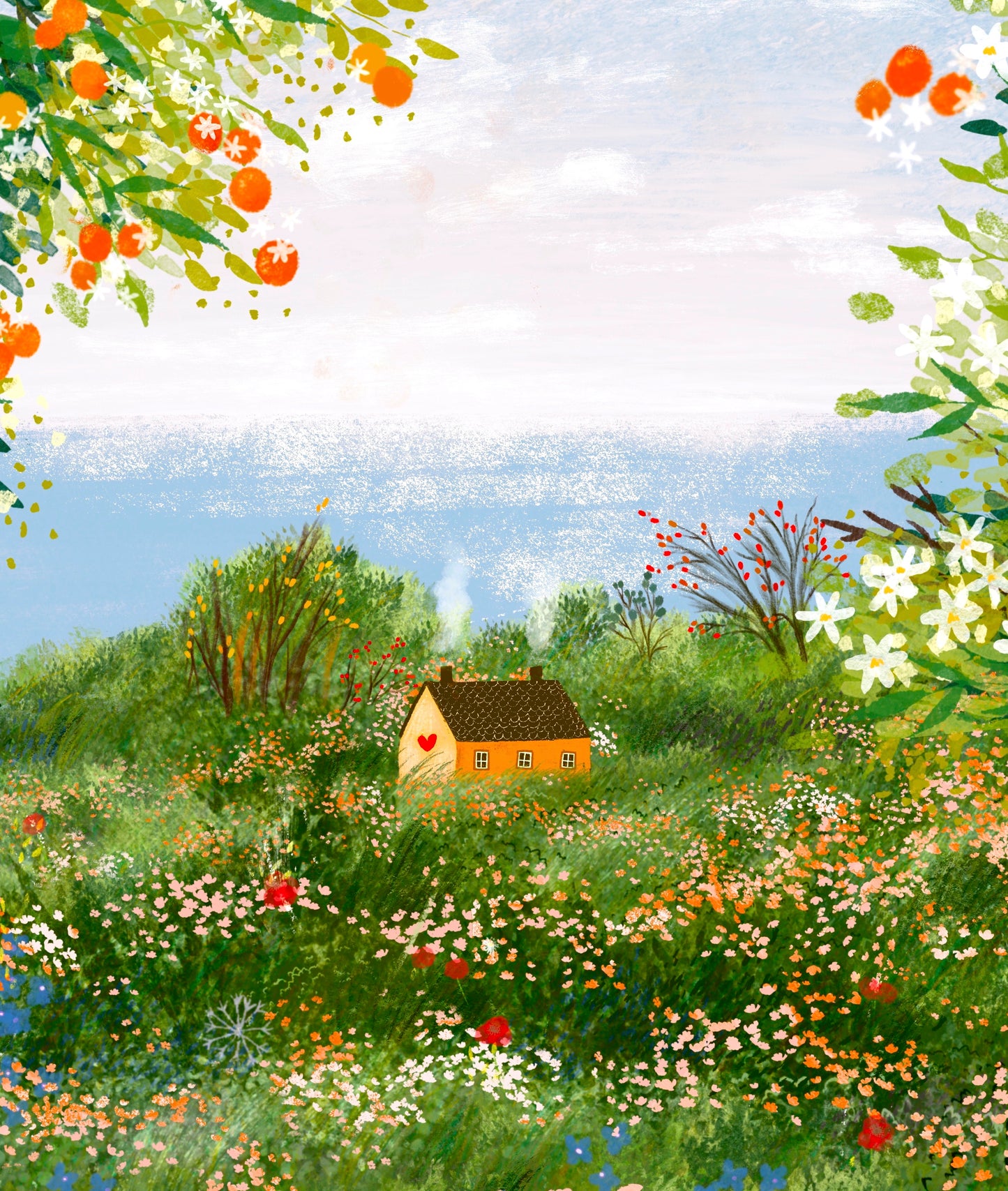 Giclee Fine Art Print "Oranges and Orange Cottage"