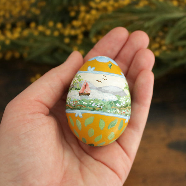 Heirloom Egg "Sailboat under a Milky Sky"