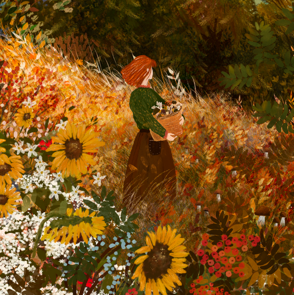 Giclee Fine Art Print  "Autumn Views and Foraging"