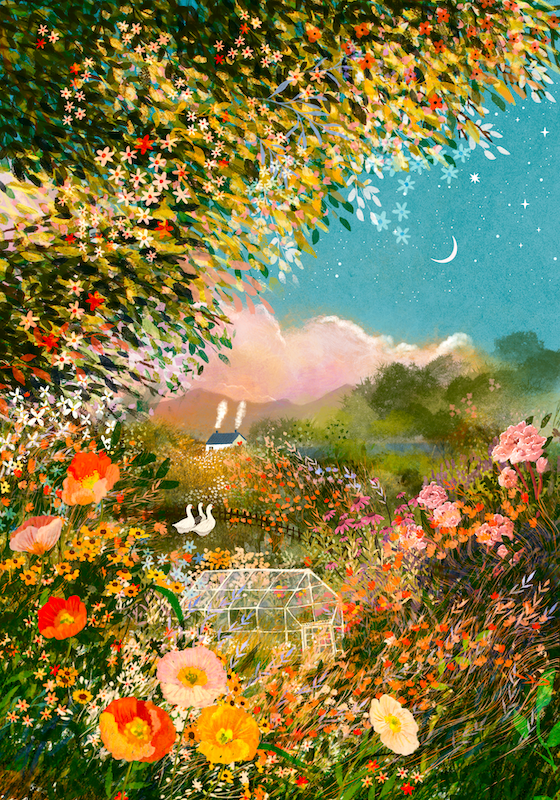 Giclee Fine Art Print "Friendly Geese and Anemones"