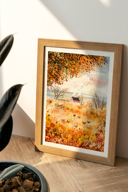 Giclee Fine Art Print "Chickens in my Backyard"